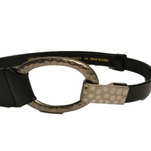 Chico's Black Adjustable Belt Size SM Silver Buckle Genuine Leather